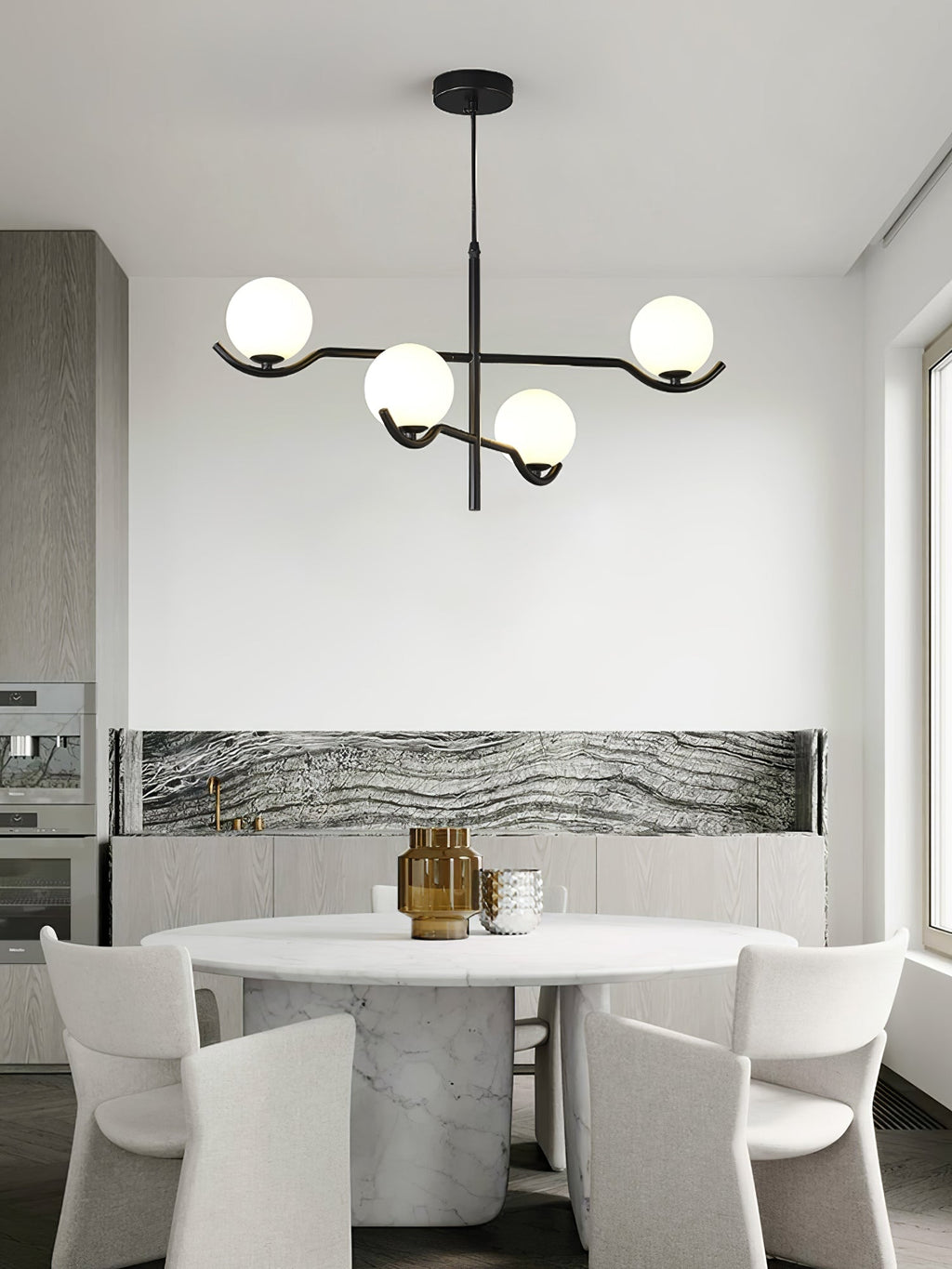 Baer pendellampe, hvide glasskærme, G9 LED, sort eller guld