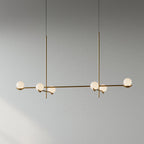 Baer pendant light with white glass shades and slim rods