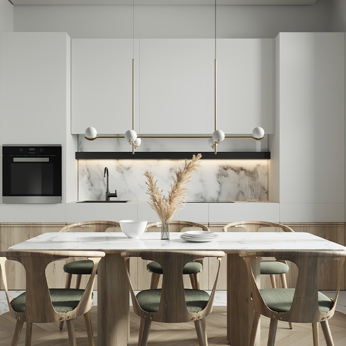Baer pendellampe, hvide glasskærme, G9 LED, sort eller guld