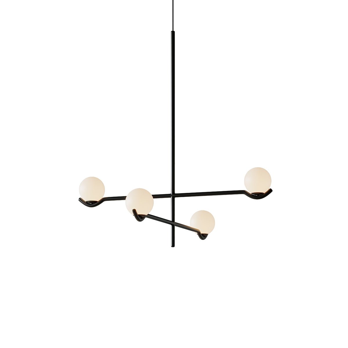 Baer pendellampe, hvide glasskærme, G9 LED, sort eller guld
