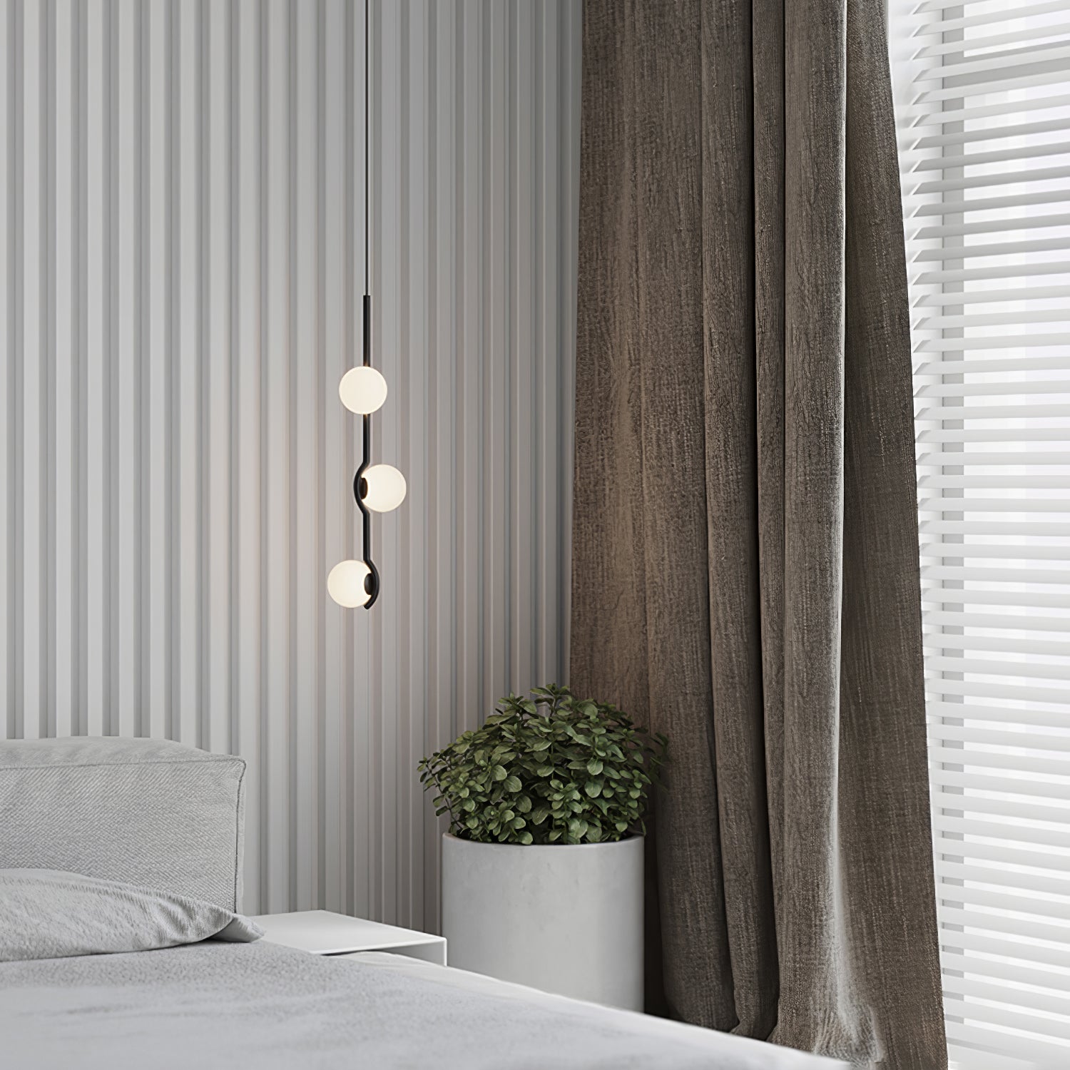Baer pendellampe, hvide glasskærme, G9 LED, sort eller guld