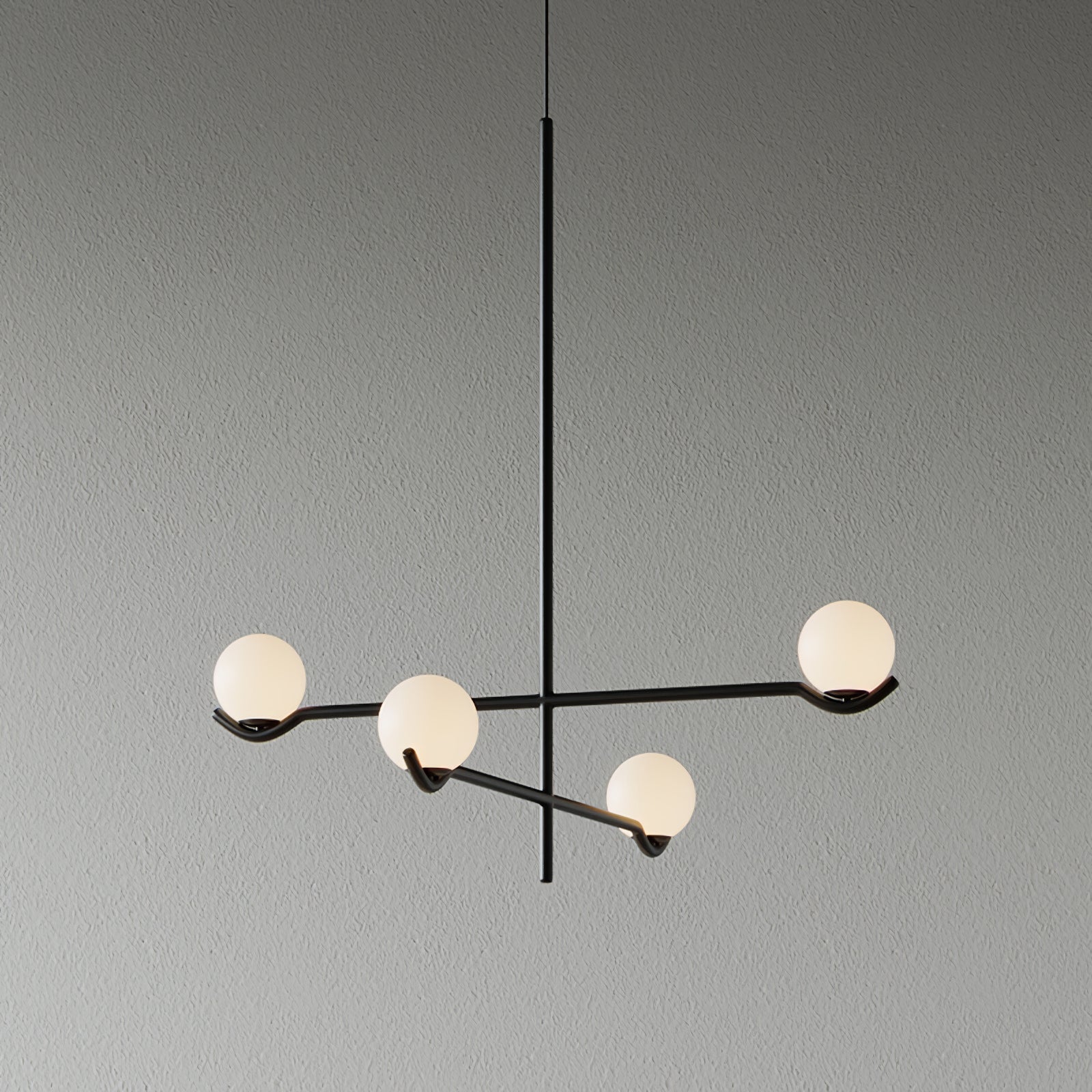 Gold finish Baer pendant light with glowing white shades