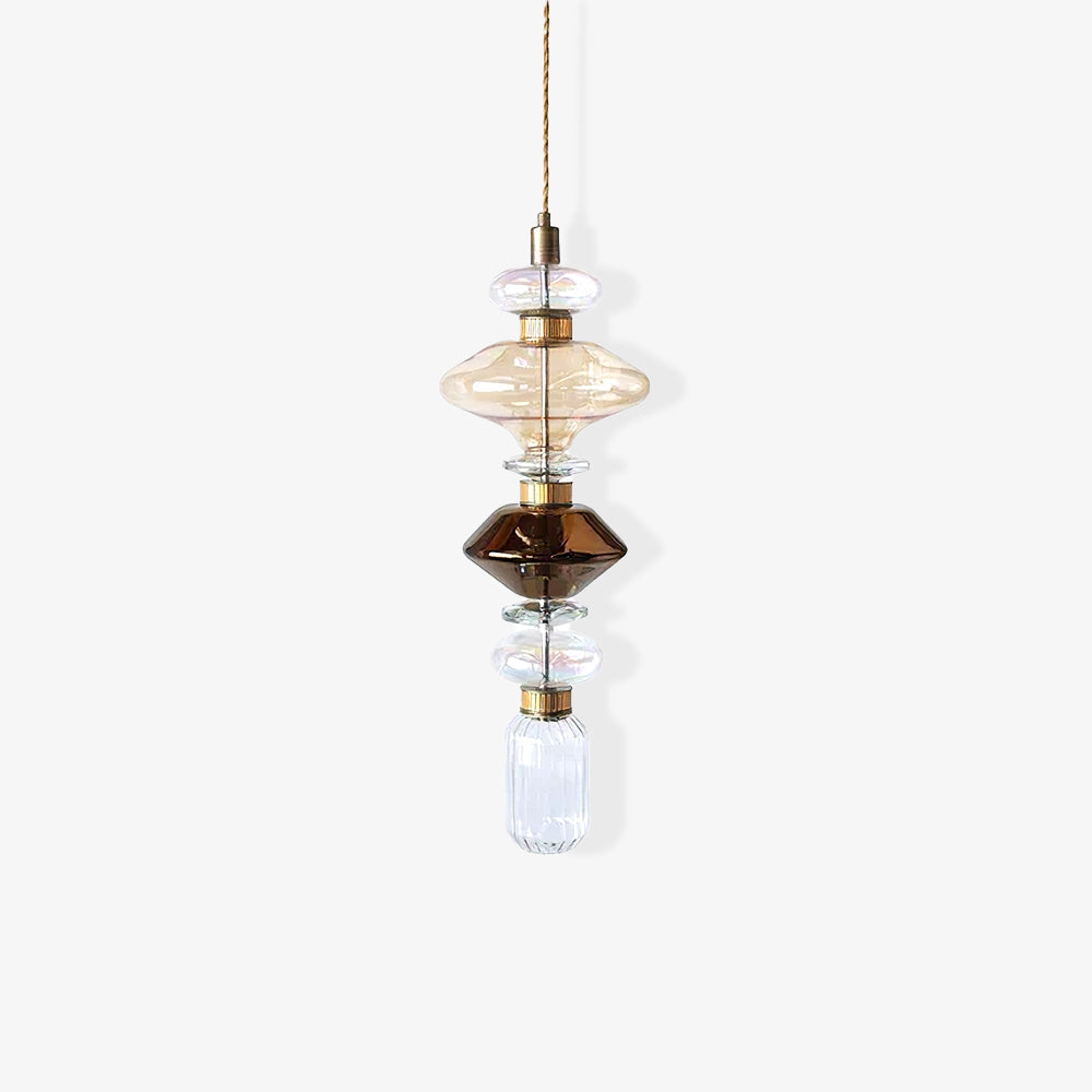 Ballet pendellampe, håndlavet glasskærm, guld, integreret LED