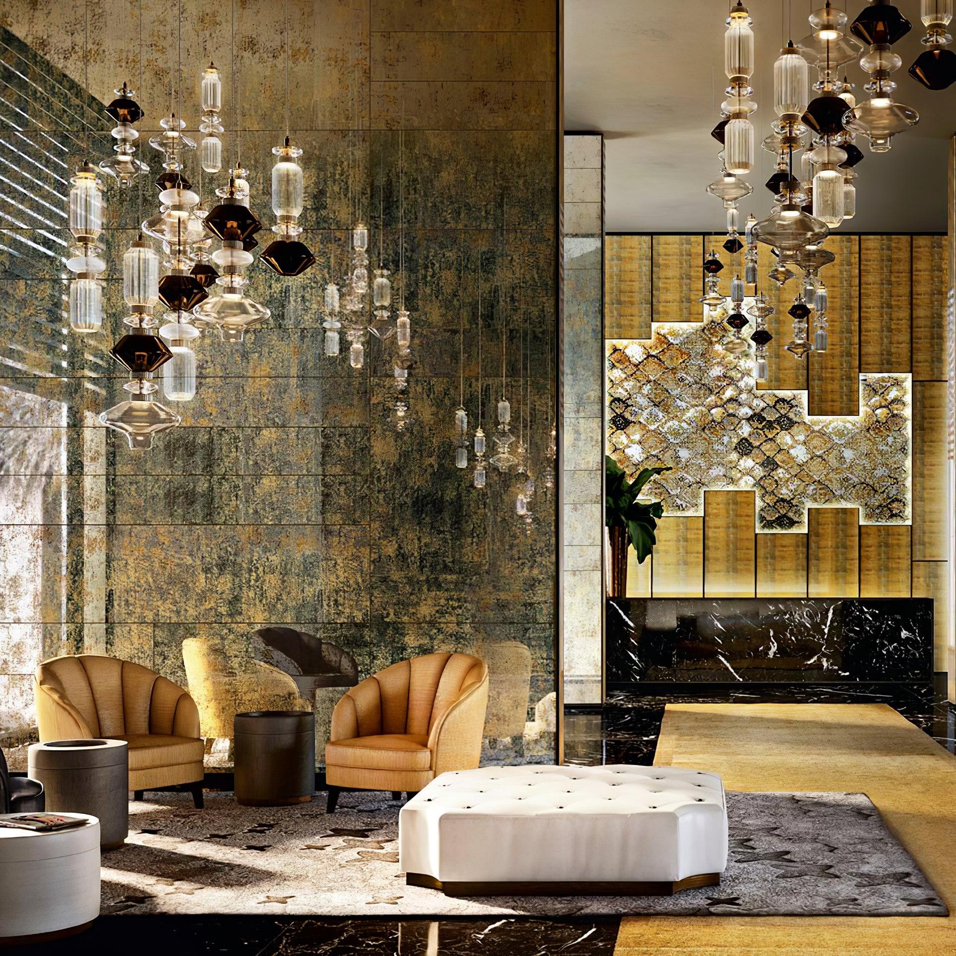 Handcrafted glass pendant light casting warm ambient light
