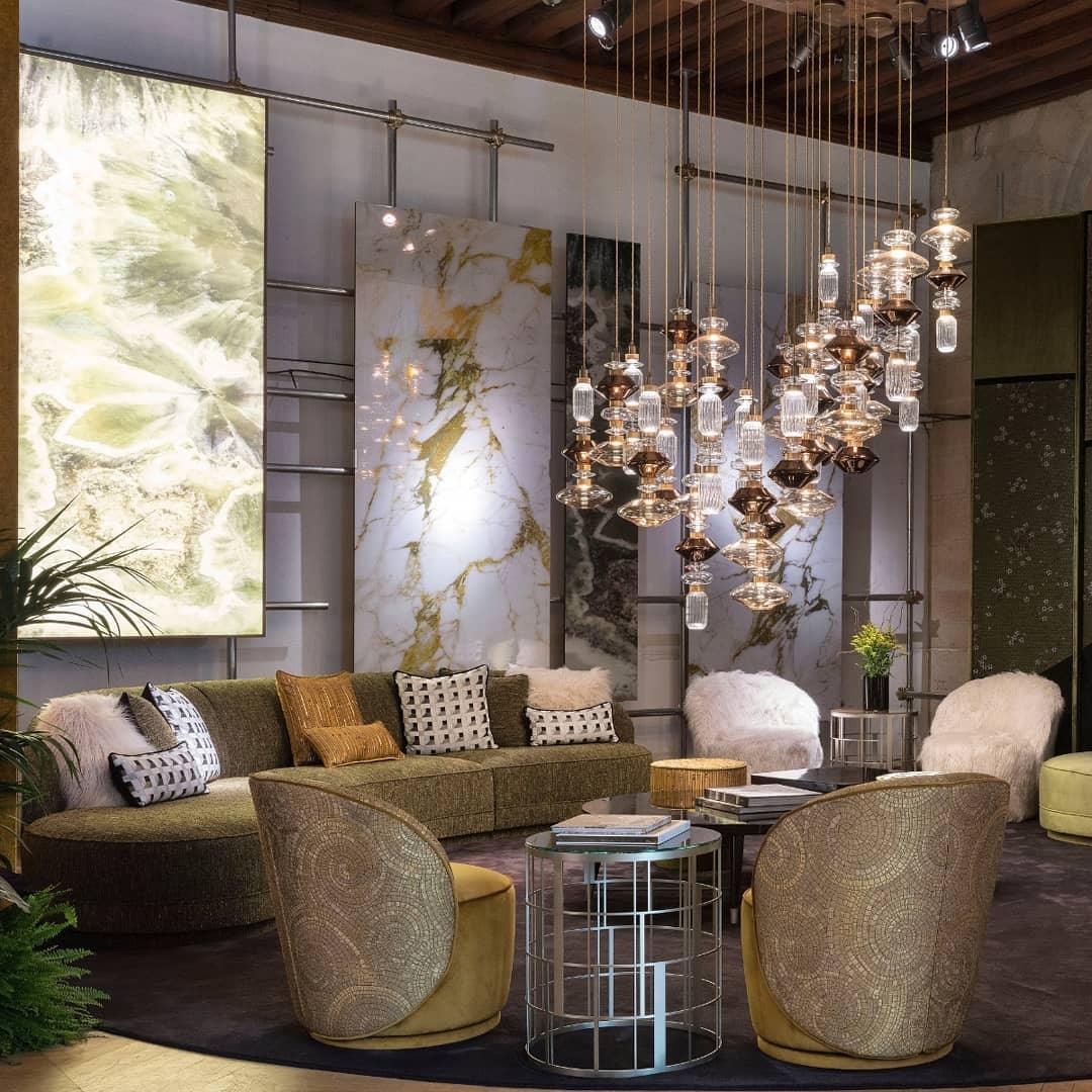 Glass pendant light with handcrafted shade in an interior