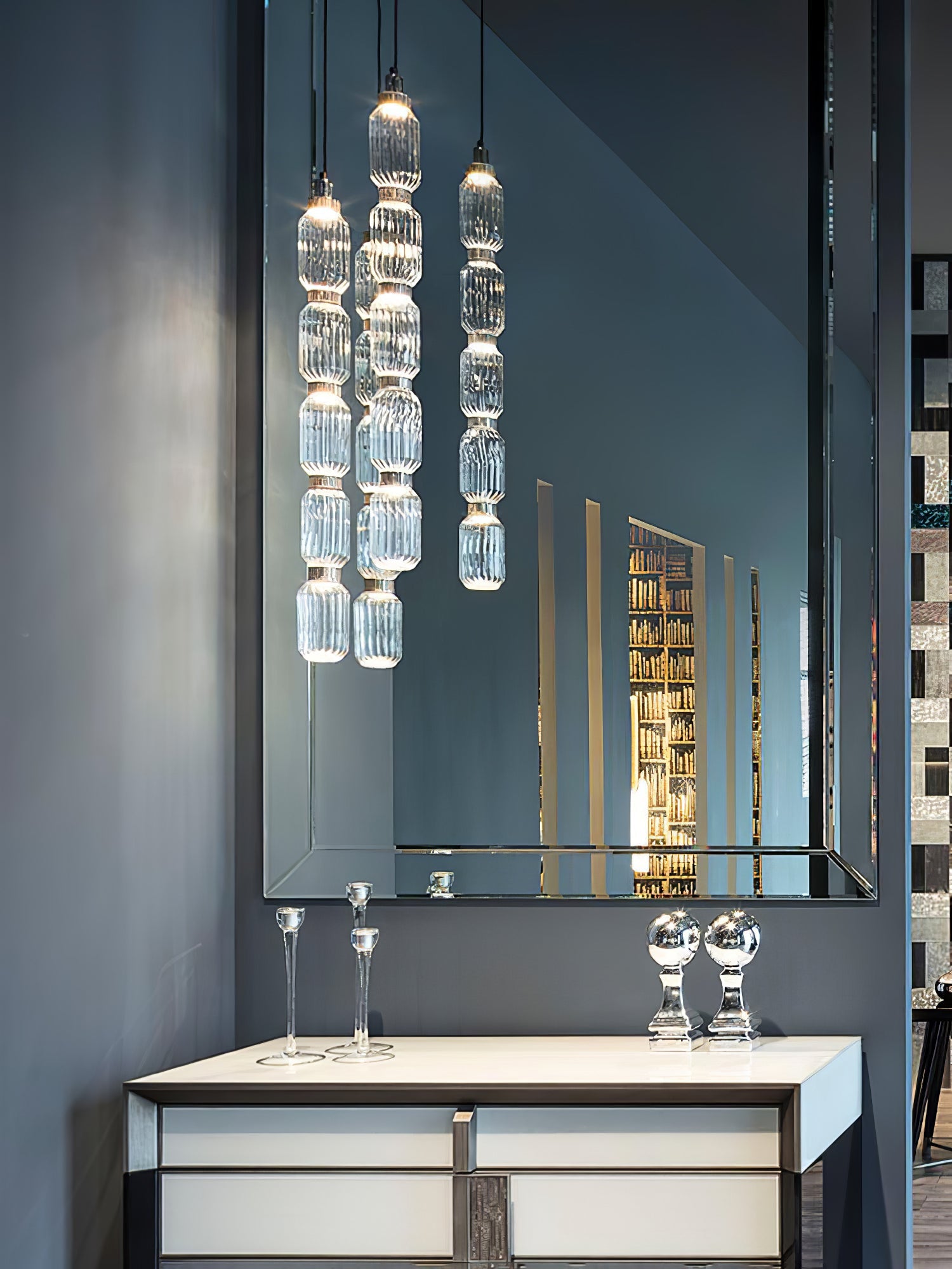 Ballet pendellampe, håndlavet glasskærm, guld, integreret LED