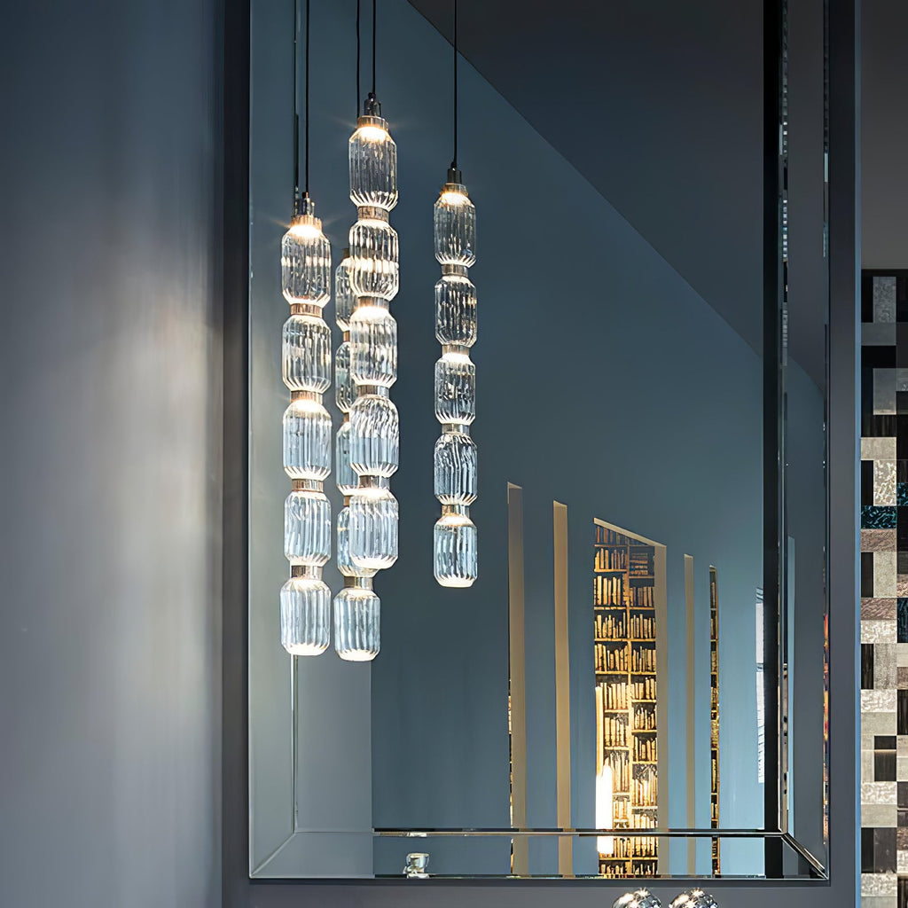 Ballet pendellampe, håndlavet glasskærm, guld, integreret LED
