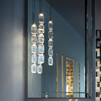 Ballet pendellampe, håndlavet glasskærm, guld, integreret LED