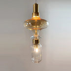 Ballet pendellampe, håndlavet glasskærm, guld, integreret LED