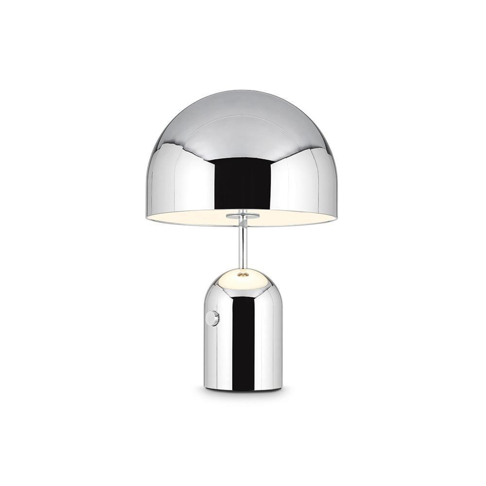 This Clérachic chrome table lamp glows softly against a plain white background in a straightforward product shot.