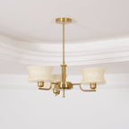 Vintage chandelier with rounded glass globes over a kitchen table
