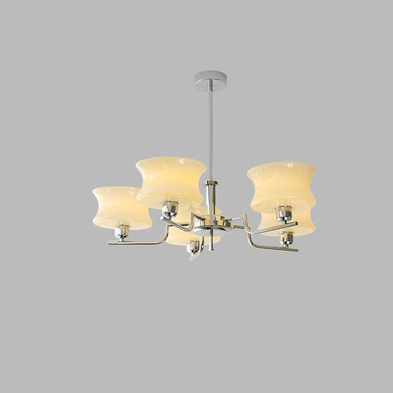 Three-head glass globe chandelier with warm Edison-style glow