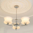 Vintage chandelier with gold frame and rounded glass globe shades
