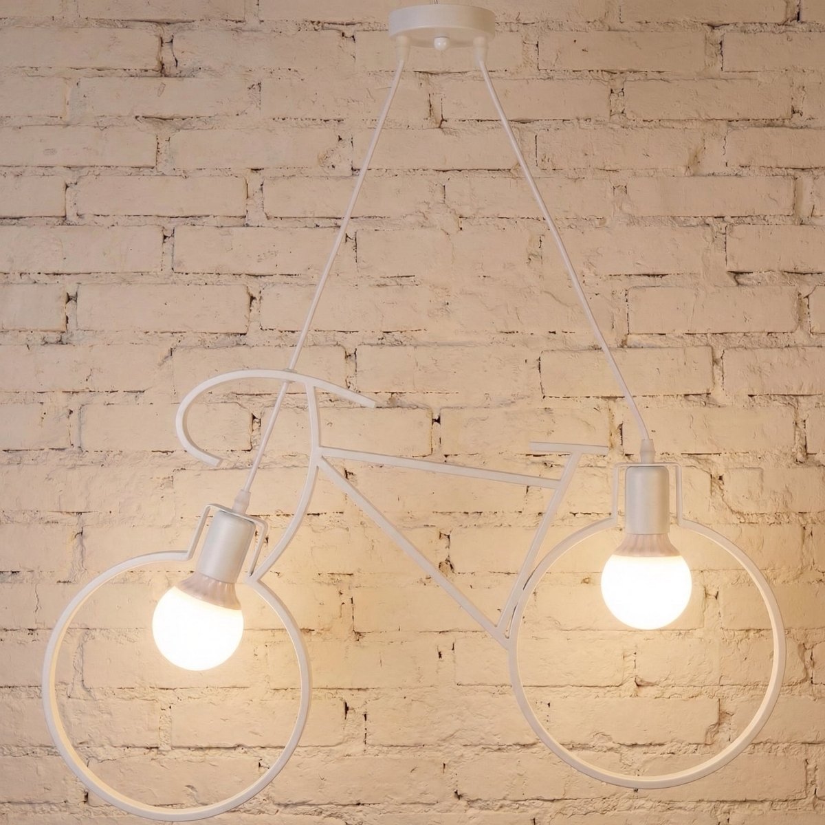Luminária Pendente com Estrutura de Bicicleta em Ferro Preto, Design Nórdico de Dois Lumes, 12 Polegadas
