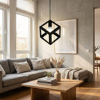 Pendant Light, Open Cube Iron Frame, 12-Inch Industrial Style