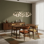 Branch chandelier with warm scattered tips in a black finish