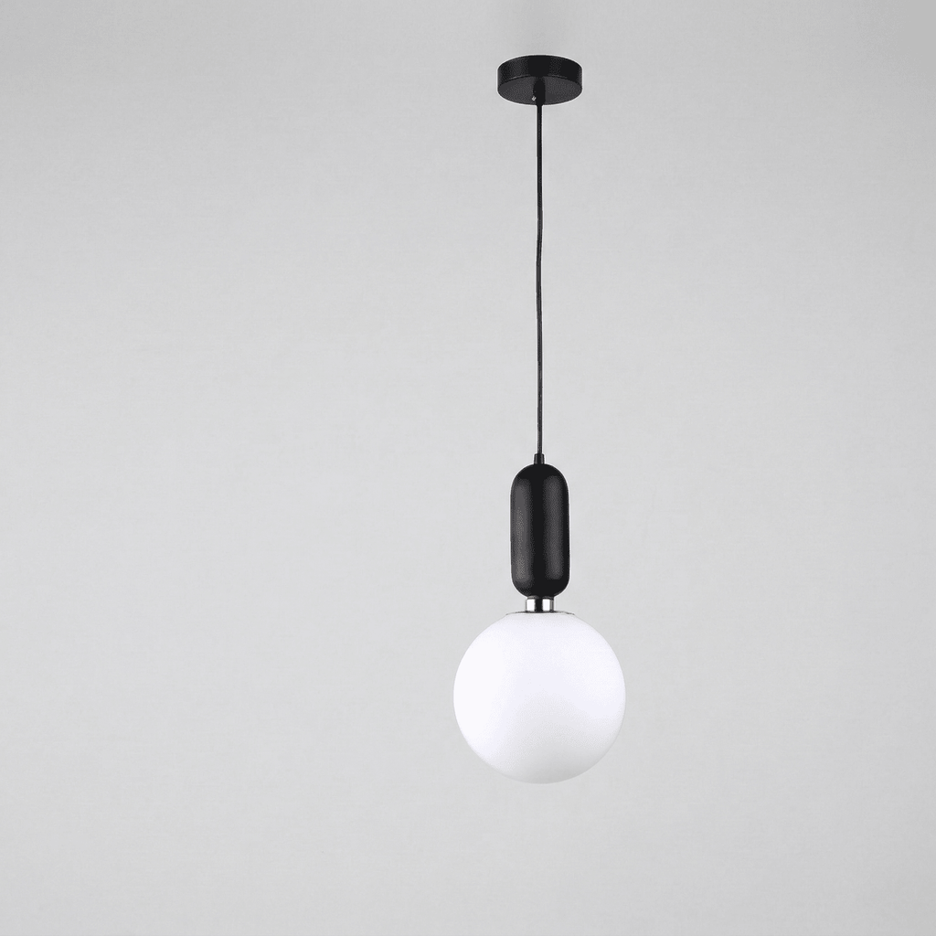Luminária Suspensa de Vidro Fosco, Design de Globo Preto Fosco, Estilo Nórdico de 12 Polegadas