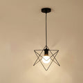 Pendant Light, Open Star Iron Frame, Geometric Silhouette Design