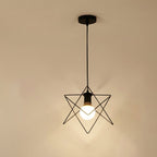 Pendant Light, Open Star Iron Frame, Geometric Silhouette Design