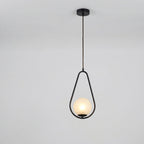Nordisk pendellampe, dråbeformet silhuet, sort jern og glas, 12 tommer
