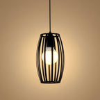 Suspension cage ovale, cadre en fer noir, style nordique industriel