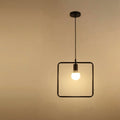 Pendellampe, åben firkantet jernramme, moderne minimalistisk design, 12 tommer