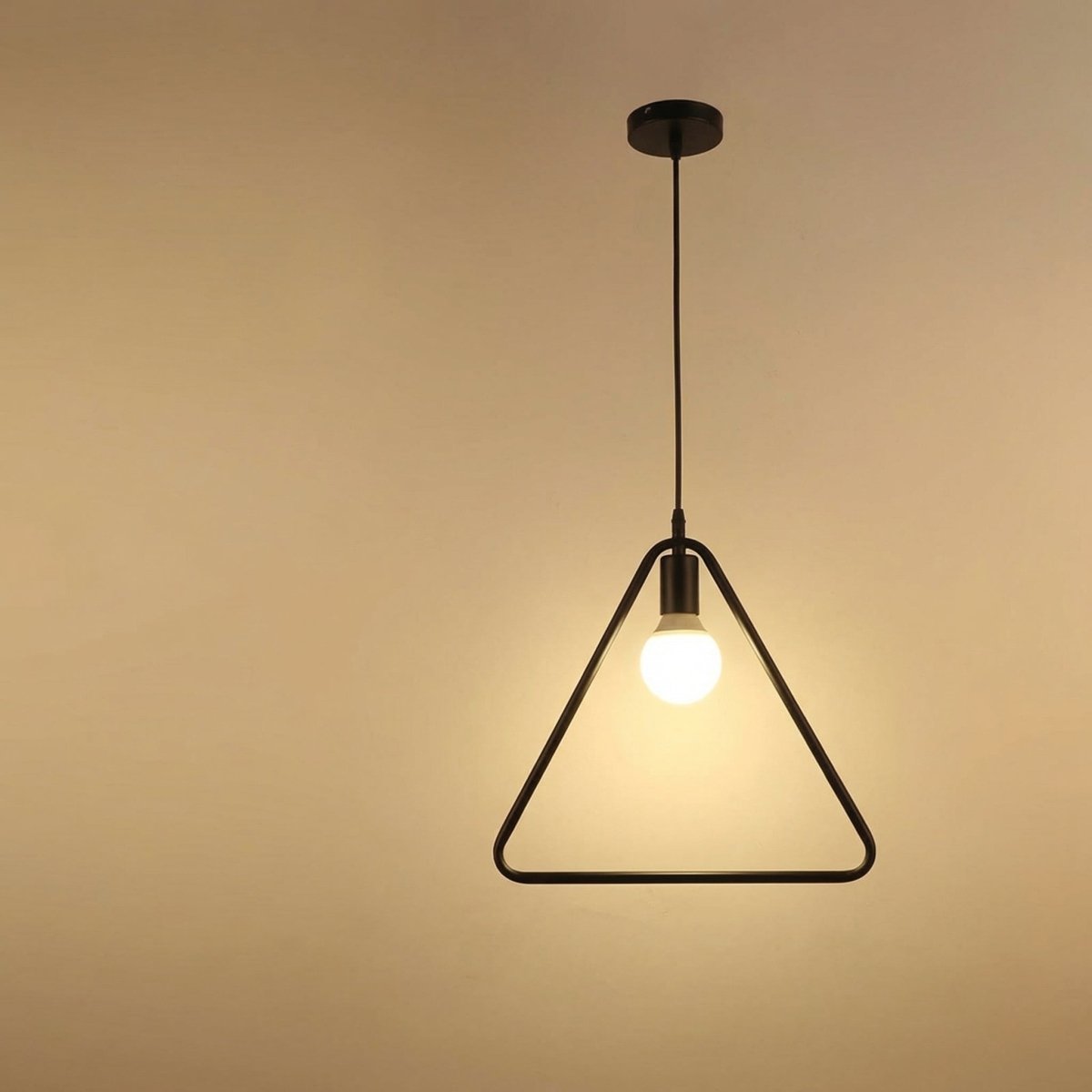 Sort jern trekantet ramme loftslampe, 12-tommer loftsarmatur