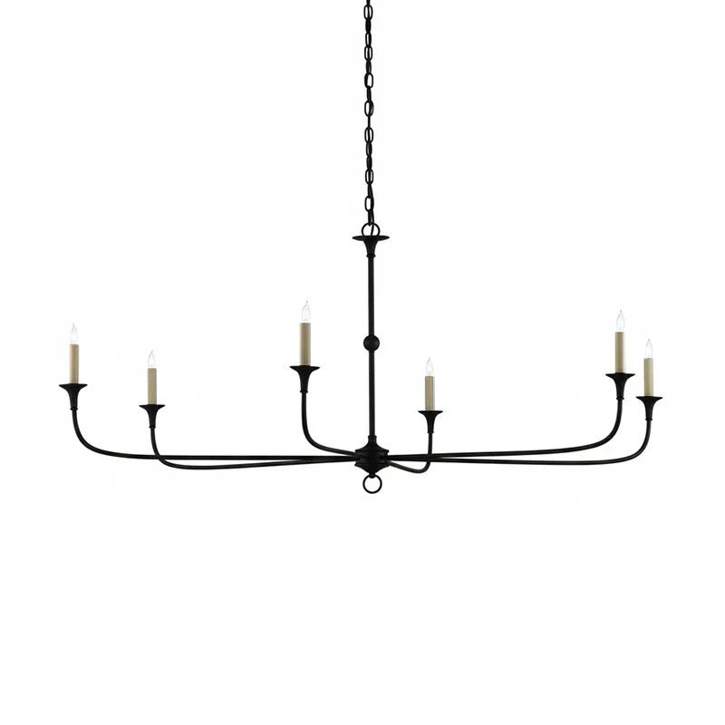 Candle chandelier black finish detail