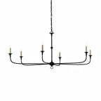 Candle chandelier black finish detail