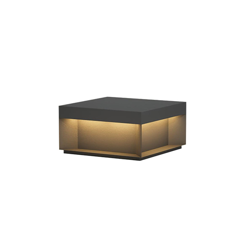 Frosted acrylic post light with black body in a landscape