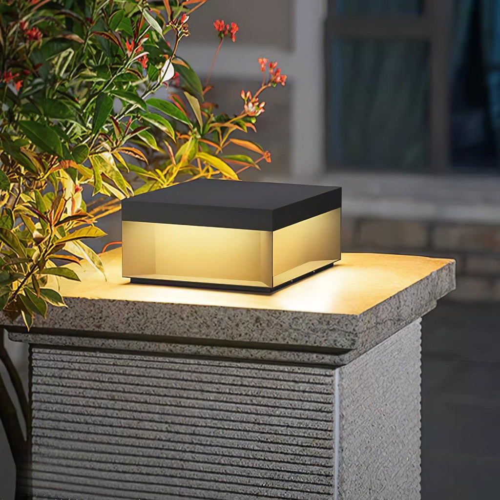 Outdoor Post Light, Black Metal, Frosted Acrylic, LED, IP65