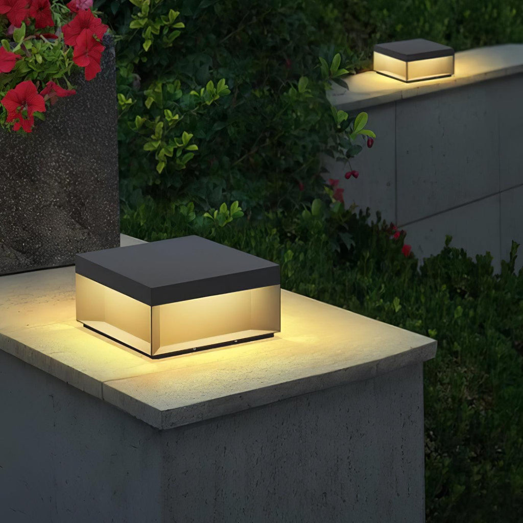 Outdoor Post Light, Black Metal, Frosted Acrylic, LED, IP65