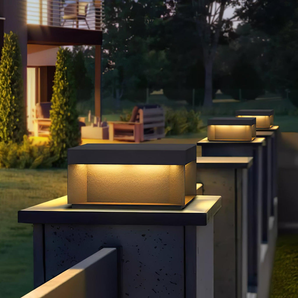 Outdoor Post Light, Black Metal, Frosted Acrylic, LED, IP65