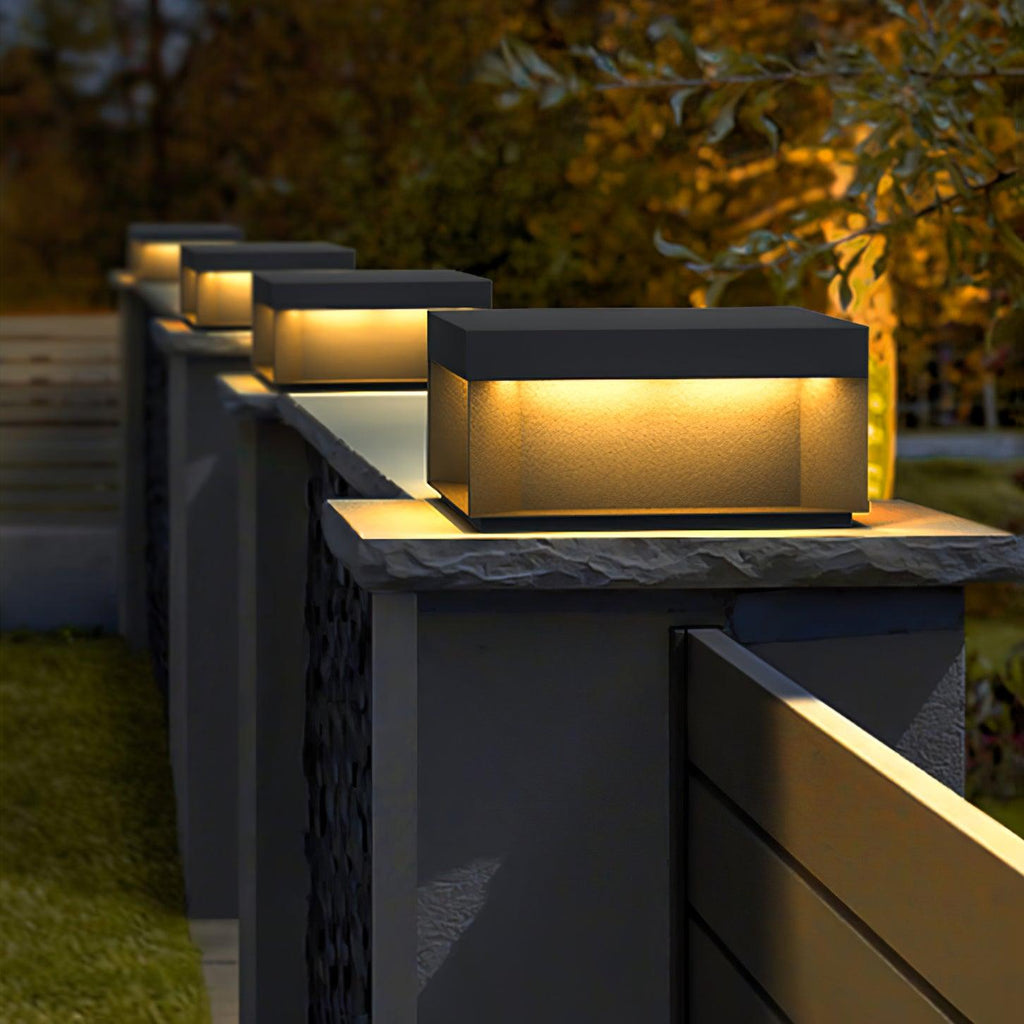 Outdoor Post Light, Black Metal, Frosted Acrylic, LED, IP65