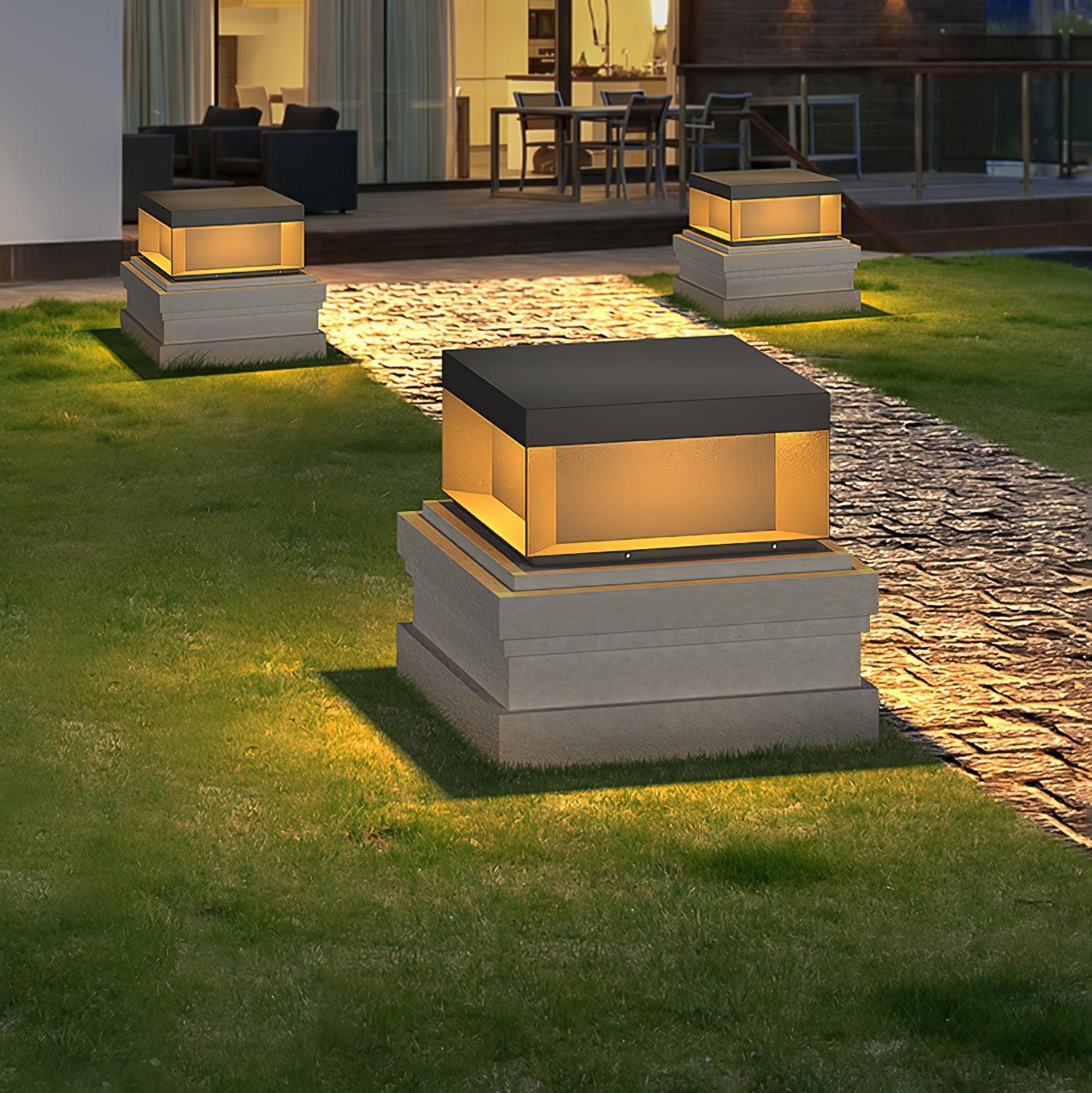 Outdoor Post Light, Black Metal, Frosted Acrylic, LED, IP65