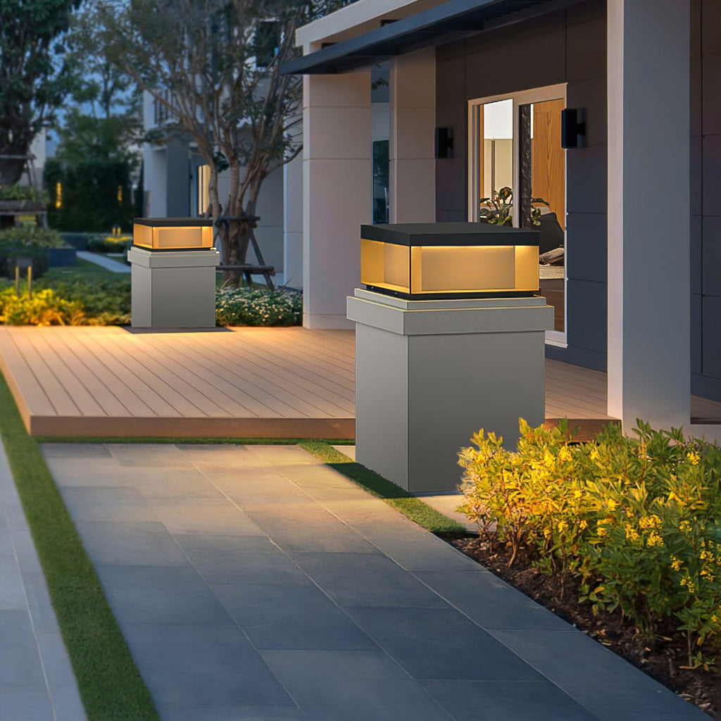 Outdoor Post Light, Black Metal, Frosted Acrylic, LED, IP65