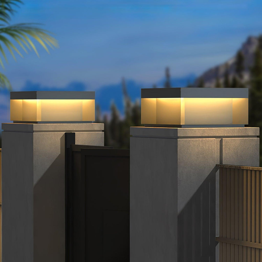 Outdoor Post Light, Black Metal, Frosted Acrylic, LED, IP65