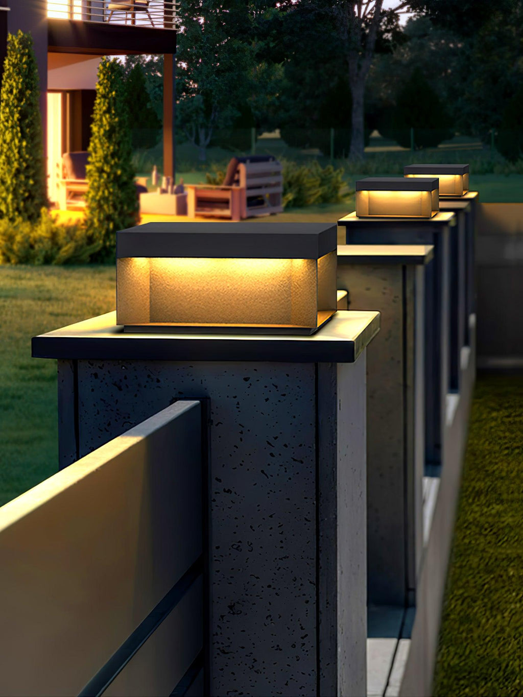 Outdoor Post Light, Black Metal, Frosted Acrylic, LED, IP65