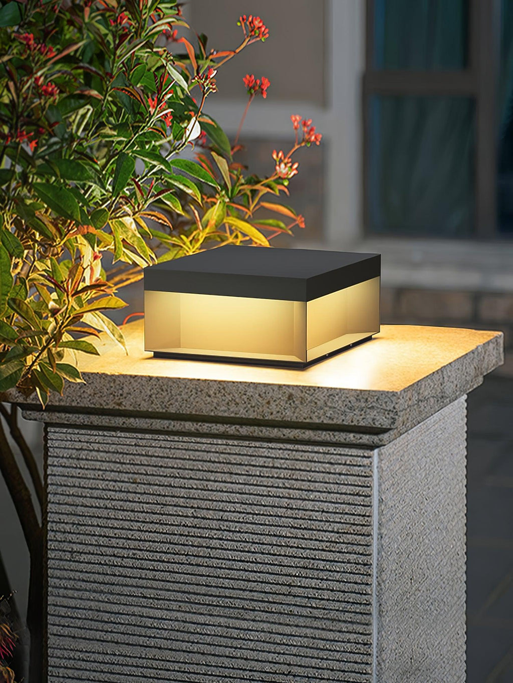 Outdoor Post Light, Black Metal, Frosted Acrylic, LED, IP65
