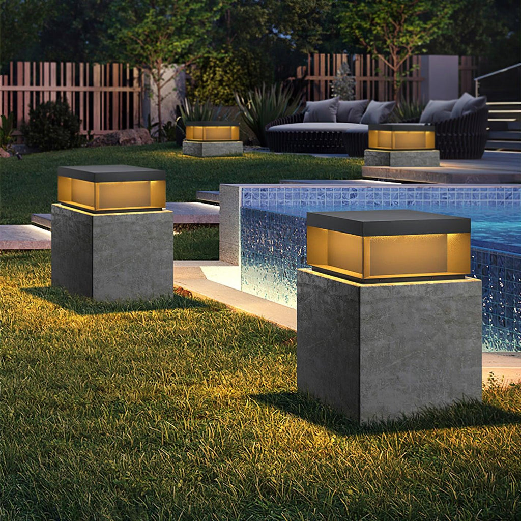 Outdoor Post Light, Black Metal, Frosted Acrylic, LED, IP65