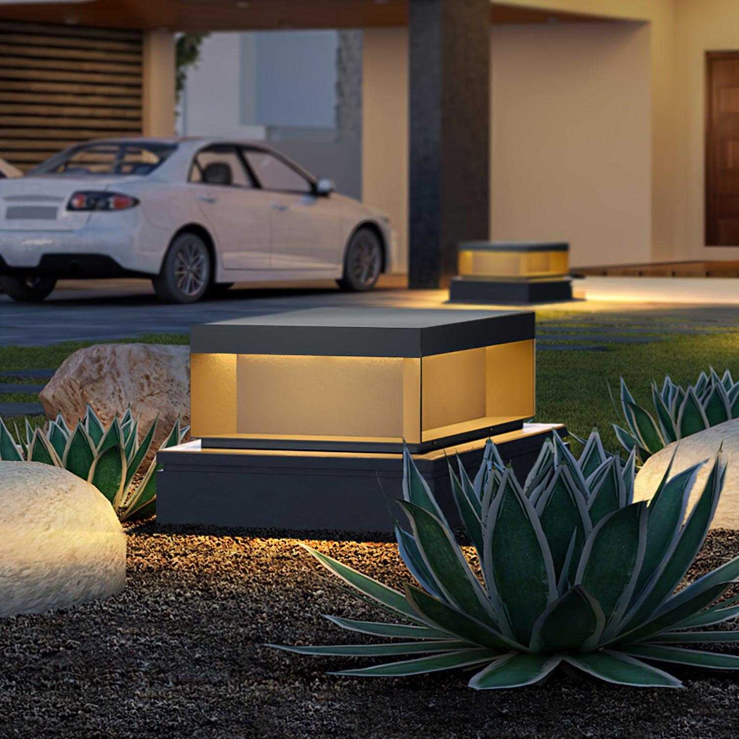 Outdoor Post Light, Black Metal, Frosted Acrylic, LED, IP65