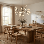 Firefly LED chandelier with delicate acrylic tips lit up
