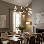 Black LED chandelier with scattered points of soft light