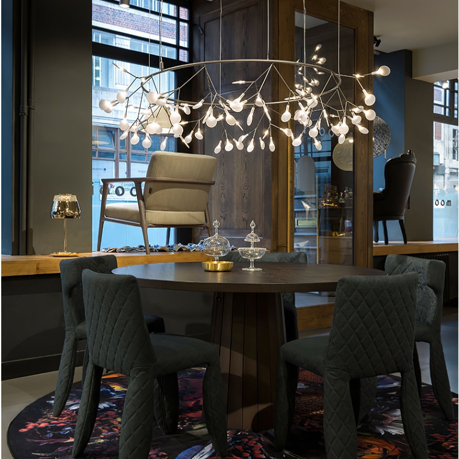 Firefly LED Chandelier, Black Branch Design, Dimmable, 30-135 Heads