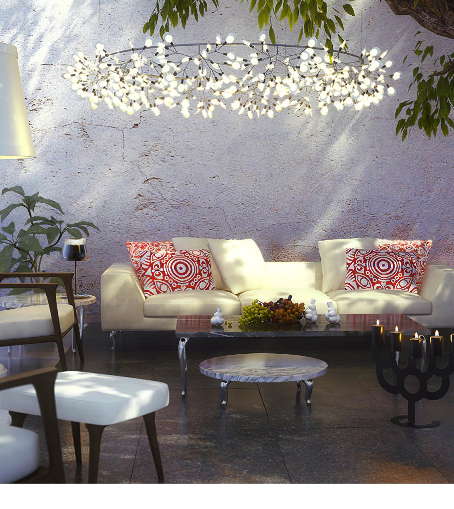 Firefly LED Chandelier, Black Branch Design, Dimmable, 30-135 Heads