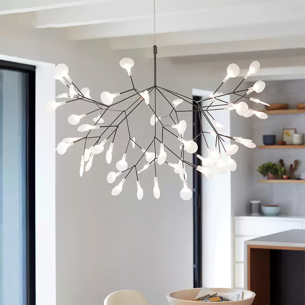 Firefly LED Chandelier, Black Branch Design, Dimmable, 30-135 Heads