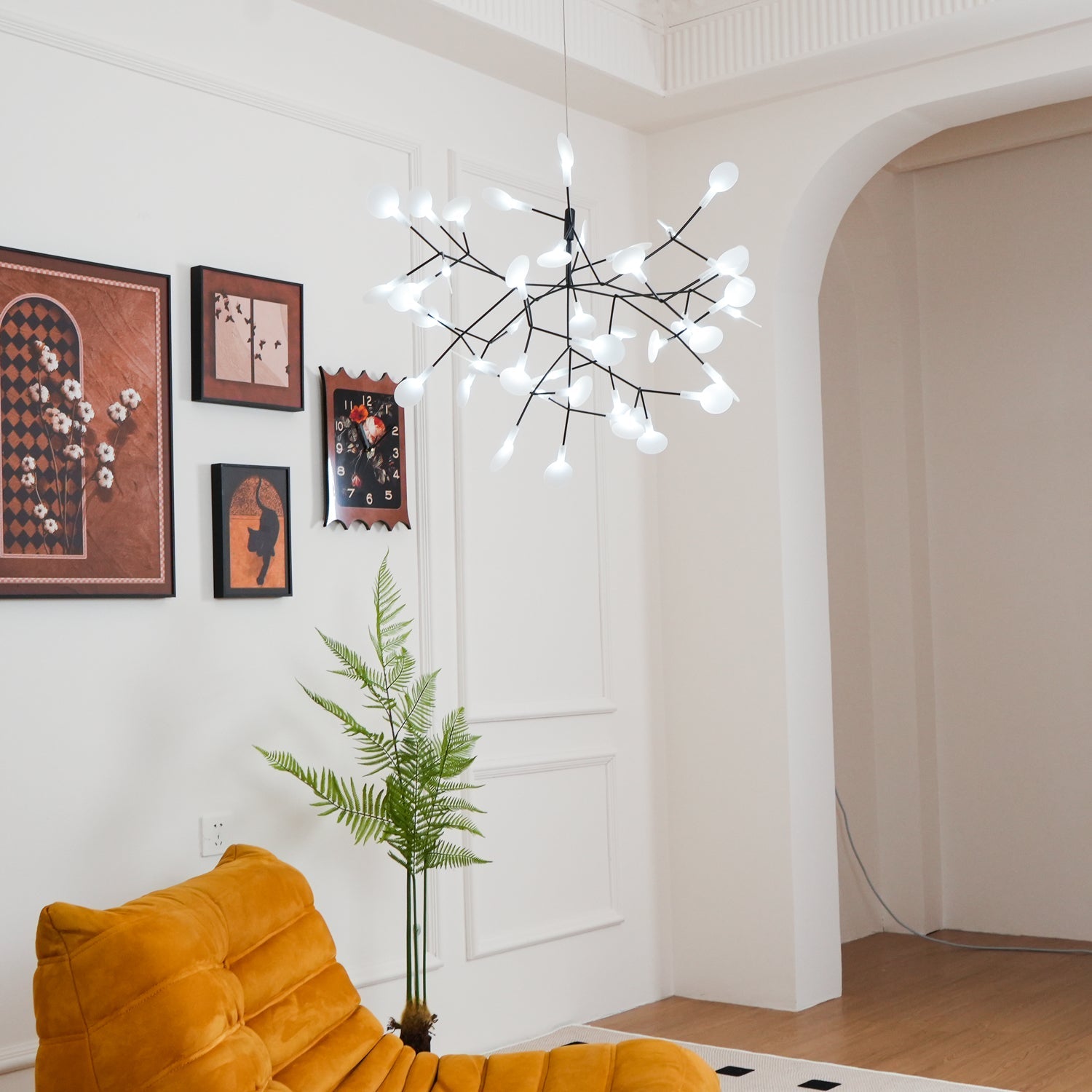 Firefly LED Chandelier, Black Branch Design, Dimmable, 30-135 Heads