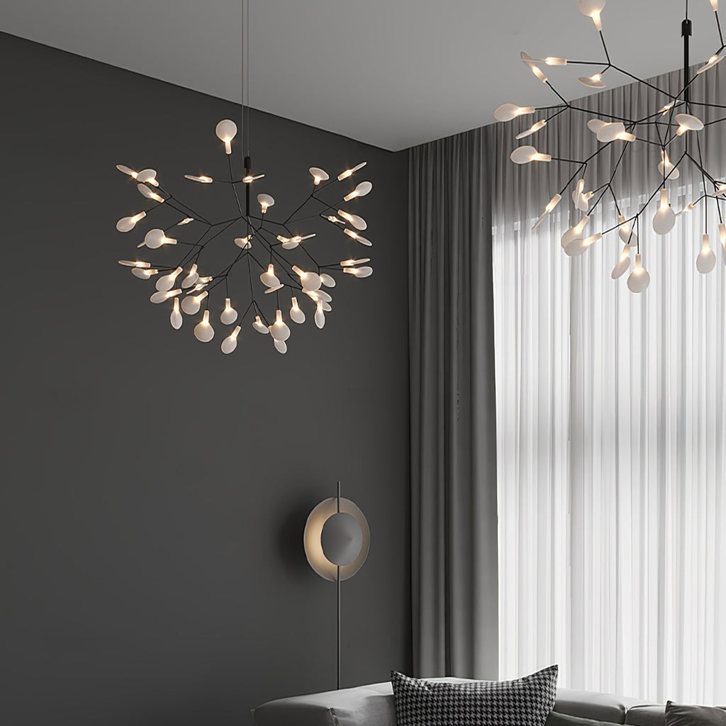 Firefly LED Chandelier, Black Branch Design, Dimmable, 30-135 Heads