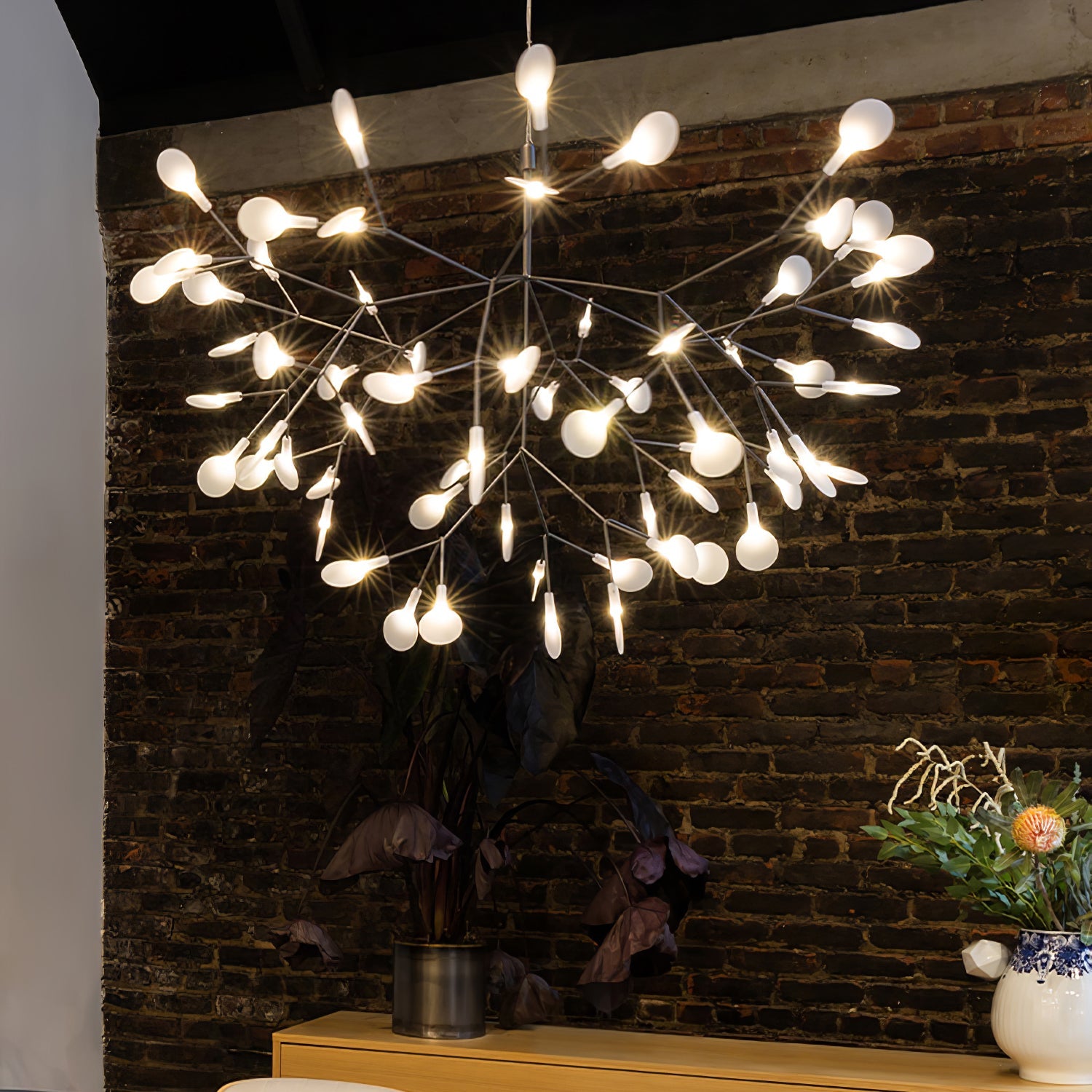 Firefly LED Chandelier, Black Branch Design, Dimmable, 30-135 Heads