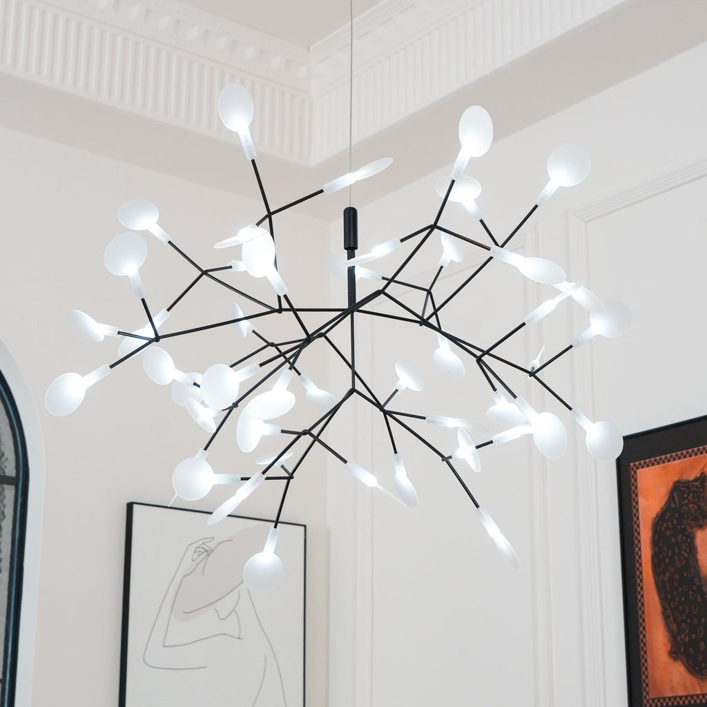 Firefly LED Chandelier, Black Branch Design, Dimmable, 30-135 Heads
